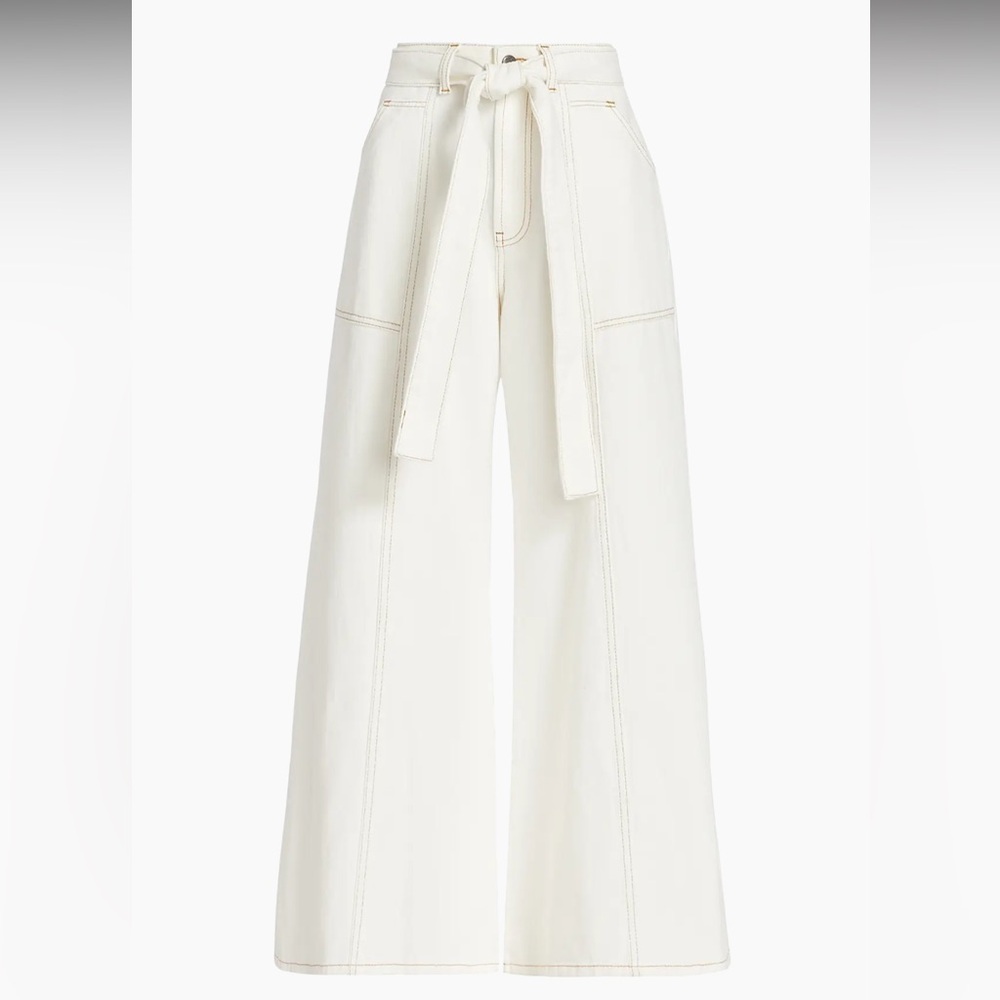 NWOT Farm Rio Belted Wide-Leg Twill Pants